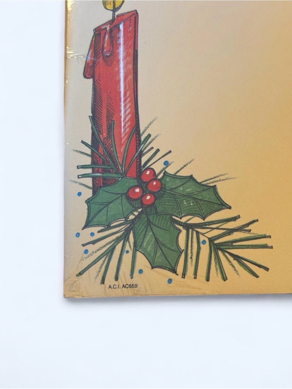 Vintage Action Stationery Christmas Letterhead Paper 25ct Candle Holly Retro - Picture 3 of 3